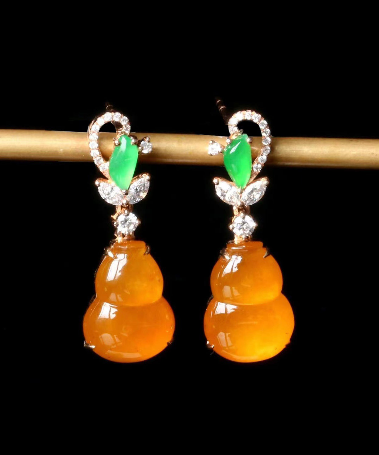 Boucles d'oreilles pendantes en calcédoine rétro orange en argent sterling surdoré - TrendAura