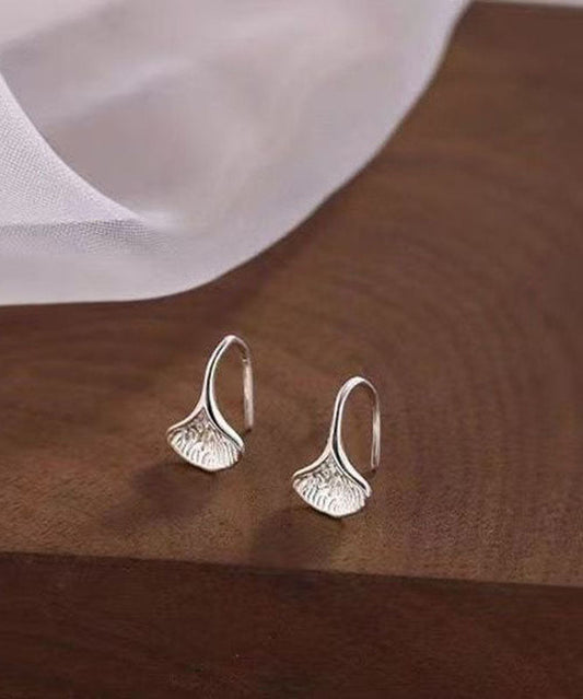 Boucles d'oreilles créoles rétro en argent sterling et soie avec feuilles - TrendAura