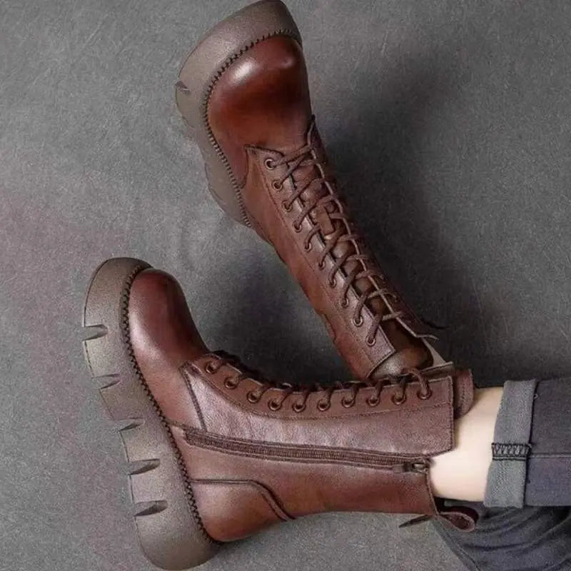 Retro Style High Boots for Women – Comfortable Warm Design