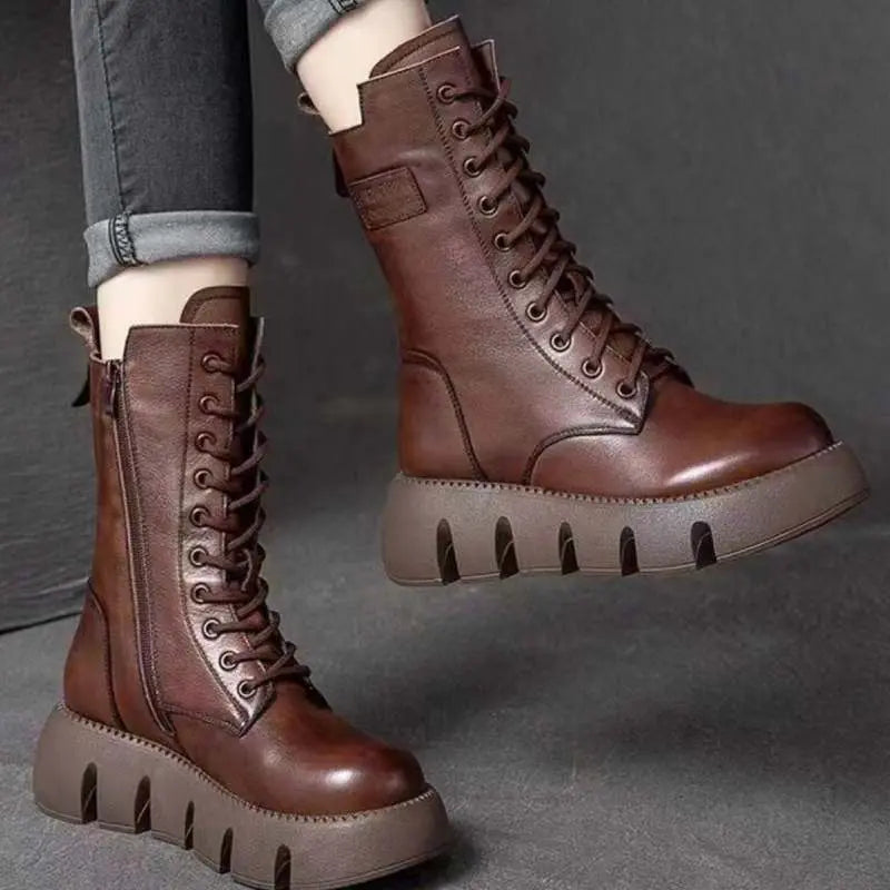 Retro Style High Boots for Women – Comfortable Warm Design