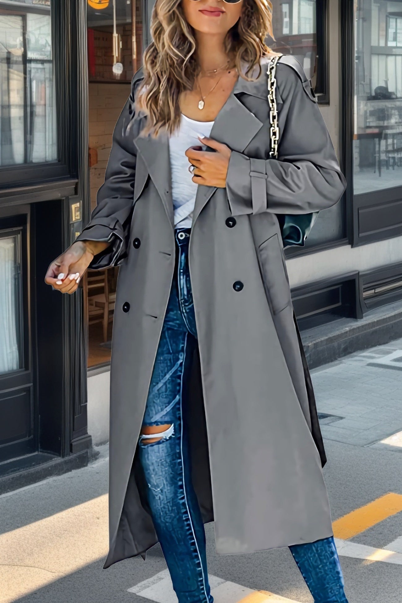 Women's Double-Breasted Trench Coat | Long