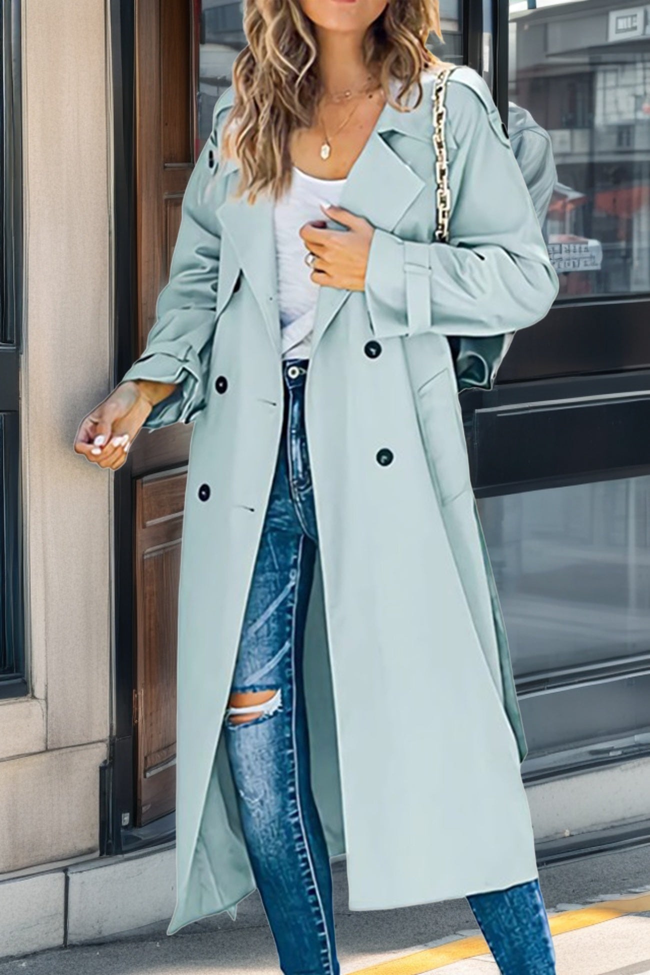 Women's Double-Breasted Trench Coat | Long