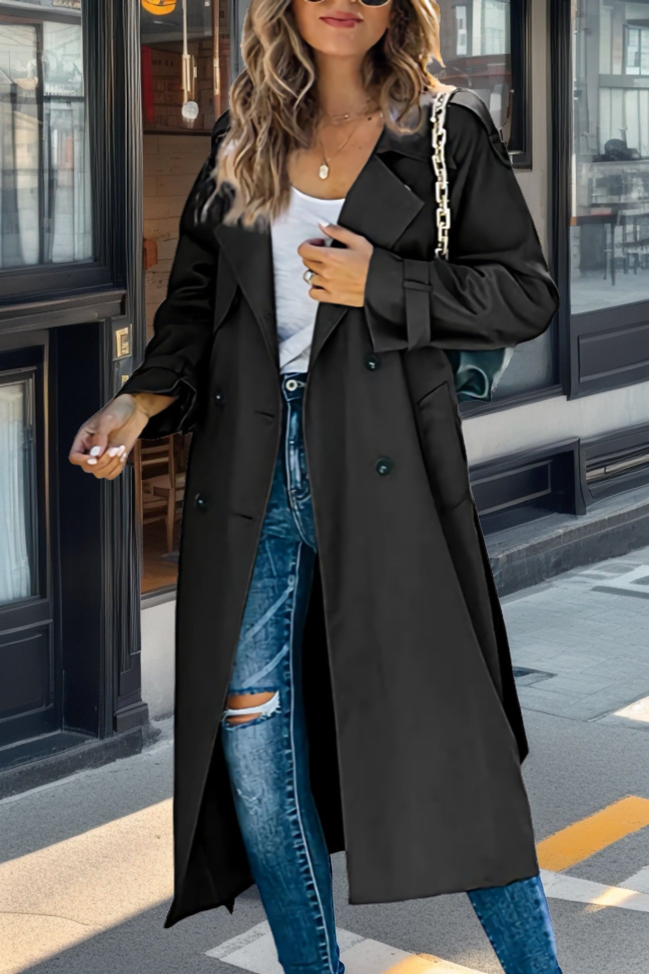 Women's Double-Breasted Trench Coat | Long