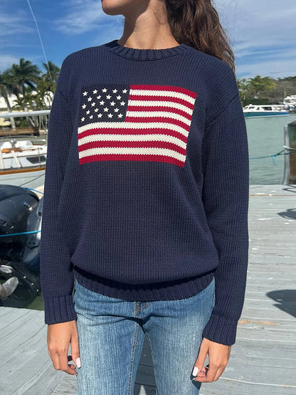 Retro Pullover Women with Flag