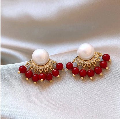 Retro U-shaped Geometric Earrings made of Brown Resin for Women