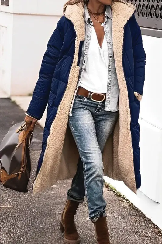 Reversible Long Puffer Coat for Women – Stylish & Warm Faux Fur Lining