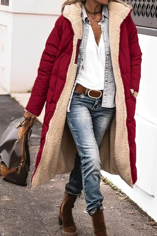 Reversible Long Puffer Coat for Women – Stylish & Warm Faux Fur Lining