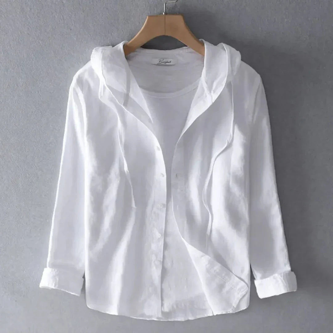 Ria Linen Hooded Striped Shirt