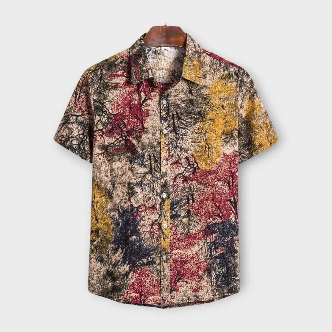 Riccardo Rossi Mare Artico Lightweight Breathable T Shirt With Scenic Tree Pattern For Beach And Boardwalk