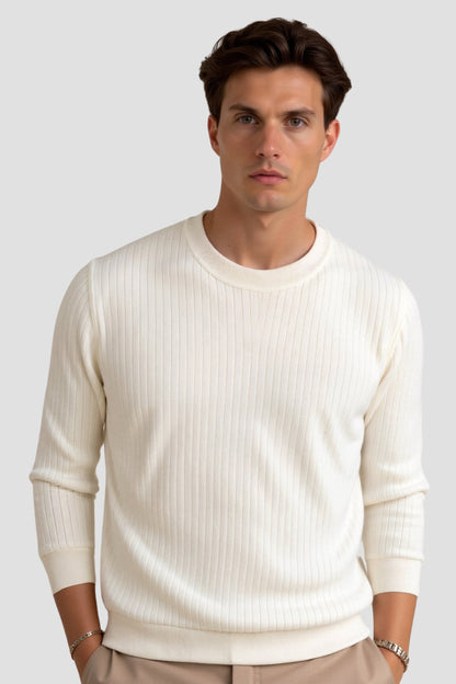 Ribbed knit men's long sleeve pullover
