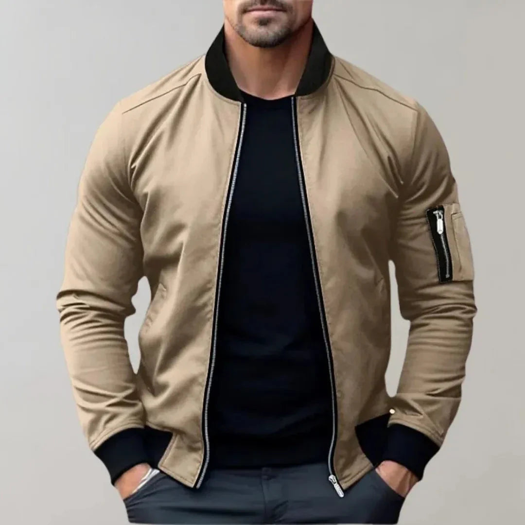 River Lightweight Full Zip Bomber Jacket for Men by Waylynn Slim Fit Soft-Touch Polyester Breathable Outerwear