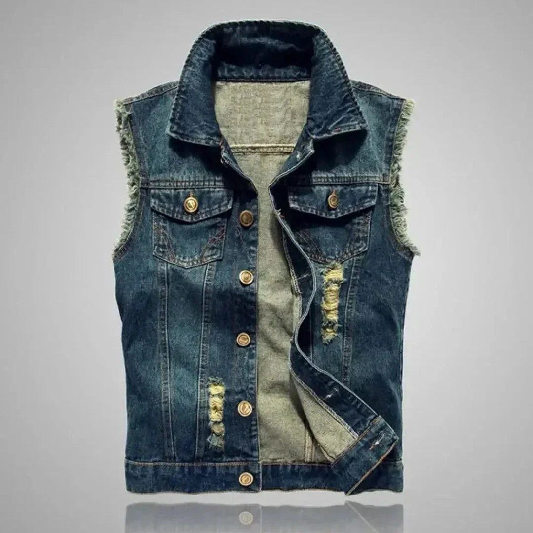 Roa Distressed Denim Vest
