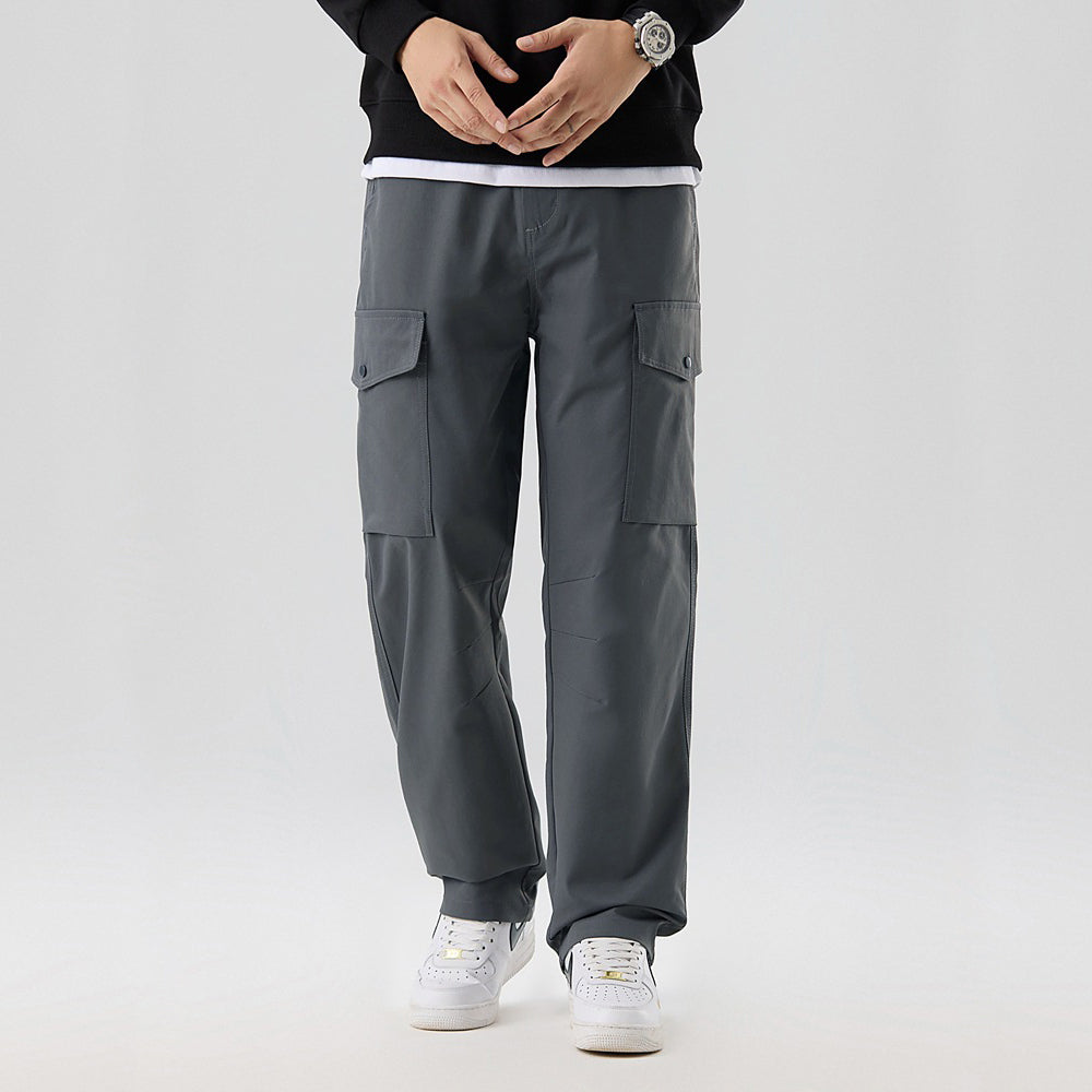 Men's Cargo Pants Relaxed Fit Cotton Blend Multi Pocket Articulated Knee Durable Outdoor Wear