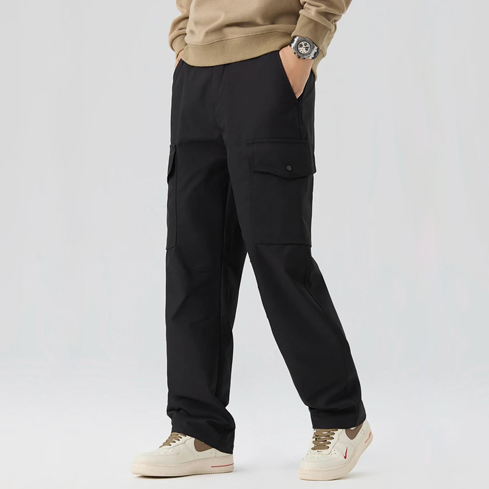 Men's Cargo Pants Relaxed Fit Cotton Blend Multi Pocket Articulated Knee Durable Outdoor Wear
