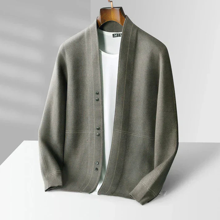 Mens Cardigan With Wool Texture Relaxed Fit Button Front Lightweight Layering Nordisk Flair By TrendAura