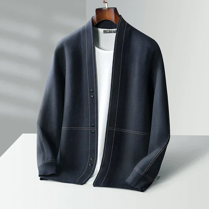 Mens Cardigan With Wool Texture Relaxed Fit Button Front Lightweight Layering Nordisk Flair By TrendAura