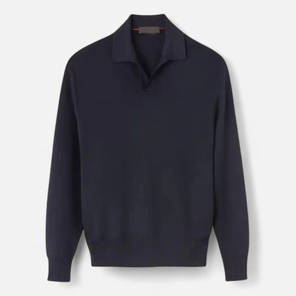 Ancient World | Men's Long Sleeve Polo – Classic Collar and Elegant Structured Knit