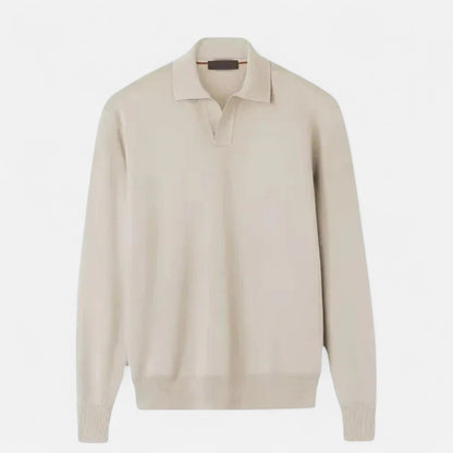 Ancient World | Men's Long Sleeve Polo – Classic Collar and Elegant Structured Knit