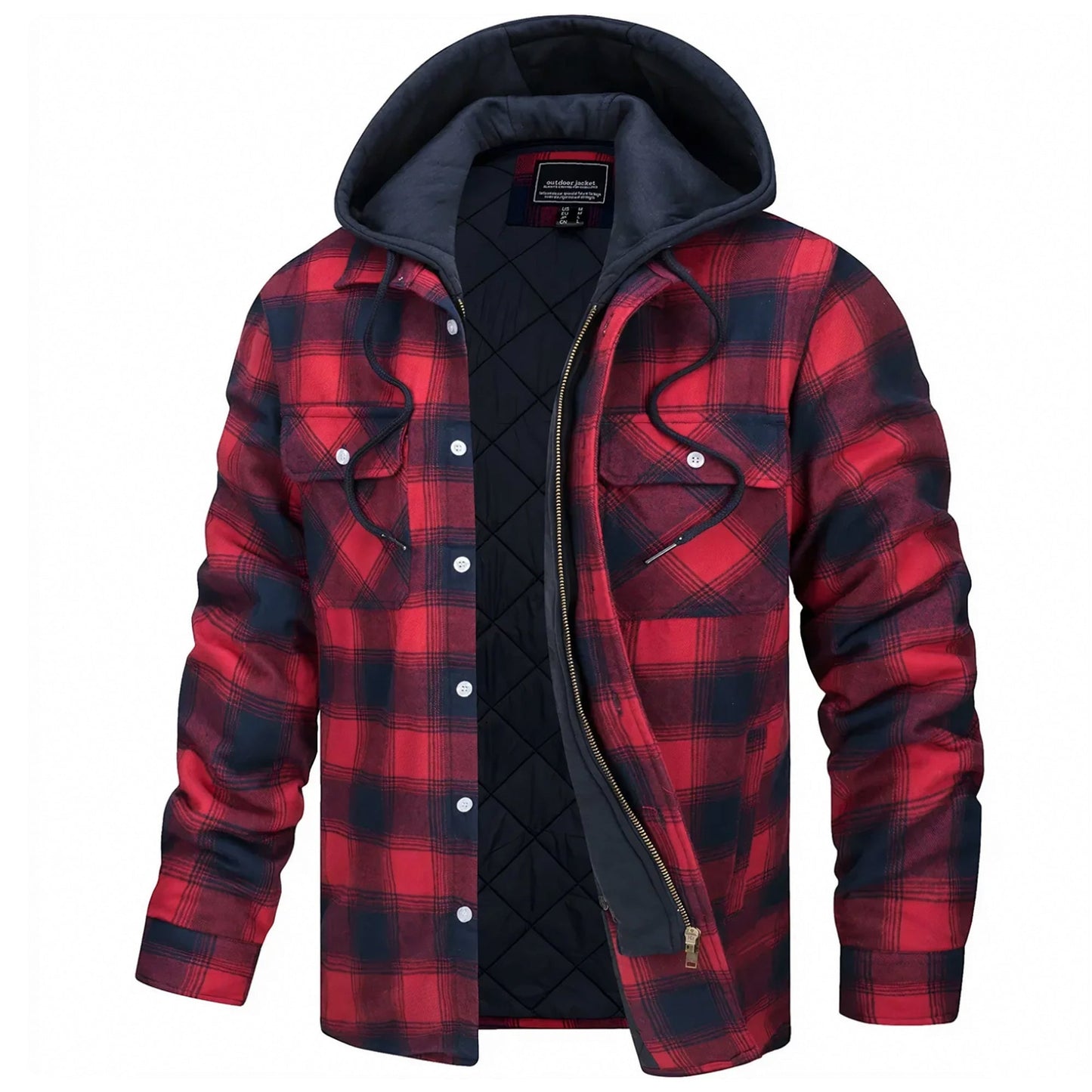 Parker Checked Hooded Jacket With Fleece Lining For Warm All Season Comfort Outdoor Wear