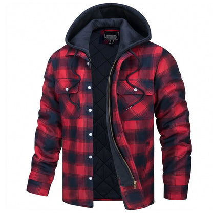 Parker Checked Hooded Jacket With Fleece Lining For Warm All Season Comfort Outdoor Wear
