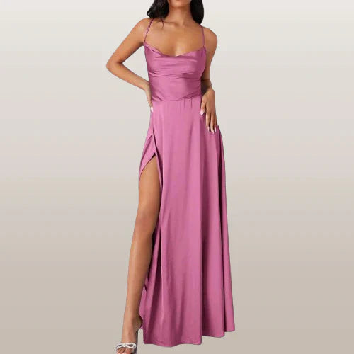 Vera | Elegant satin maxi dress with slit