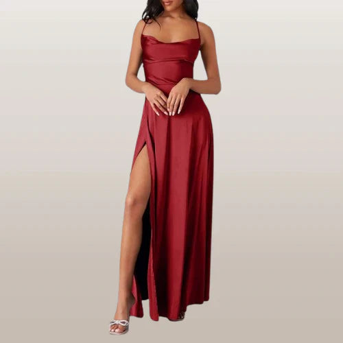 Vera | Elegant satin maxi dress with slit