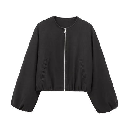 Bomber jacket women with zipper