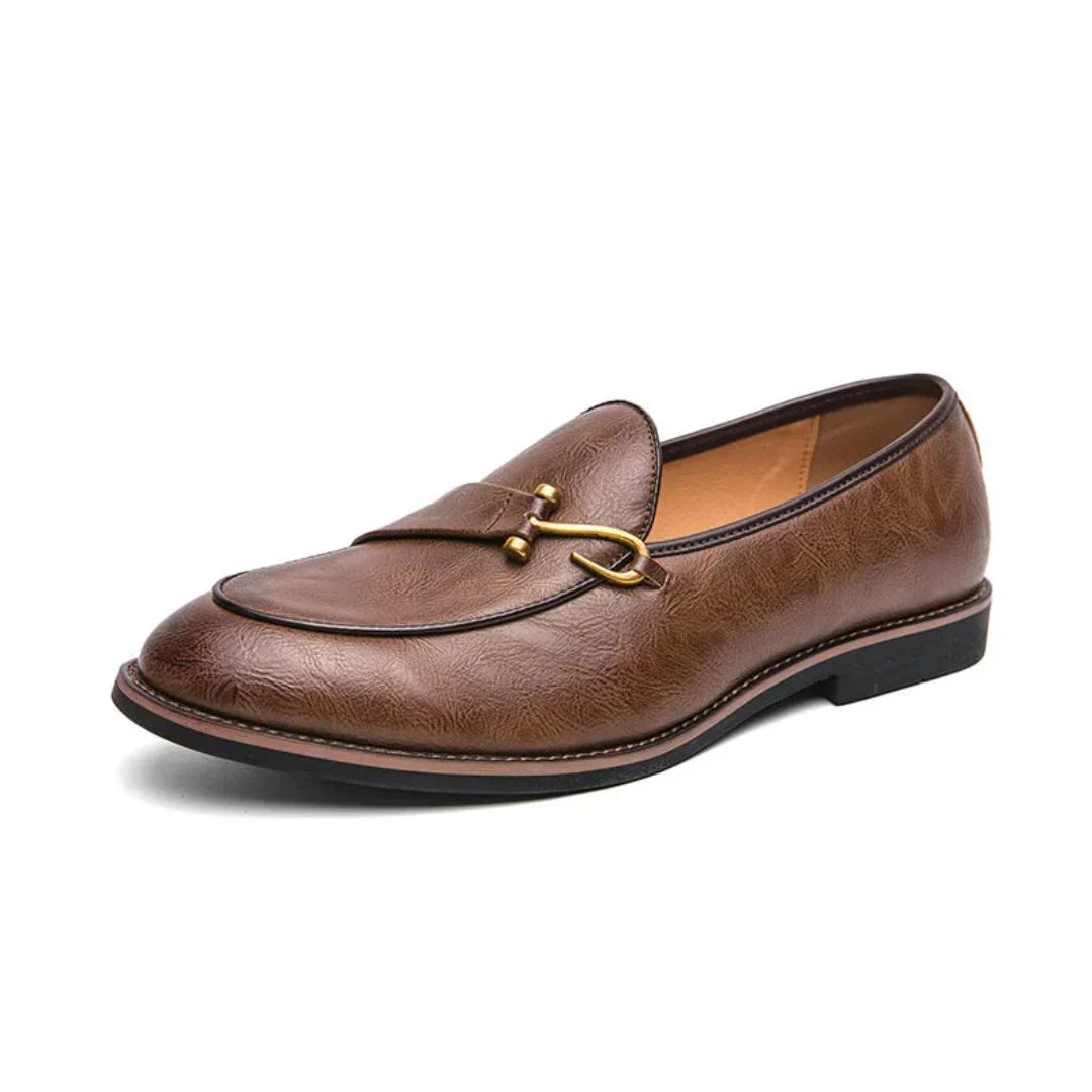 Royce Valor Slip On Faux Leather Loafers With Metal Bit Hardware For Men Premium Comfort