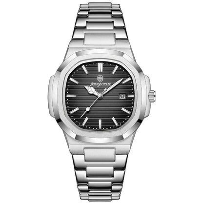 TrendAura Foundation Stainless Steel Watch With Quartz Movement Water Resistant Luminous Hands Date Display For Men