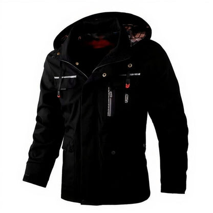 TrendAura Men's Waterproof Soft Shell Hooded Windbreaker Jacket With Warm Fleece Lining