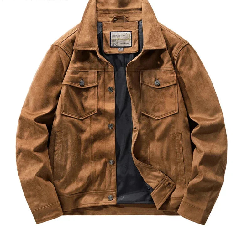 TrendAura Outlander Suede Jacket for Men Premium Rugged Style with Turn Down Collar and Chest Pockets