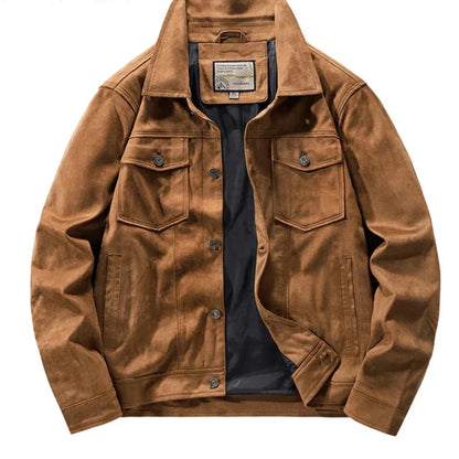 TrendAura Outlander Suede Jacket for Men Premium Rugged Style with Turn Down Collar and Chest Pockets