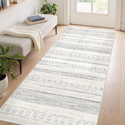 Washable Boho Farmhouse Bohemian Neutral Large Moroccan Geometric Soft No Slip Indoor Thin Floor Carpet for Bedroom Under Dining