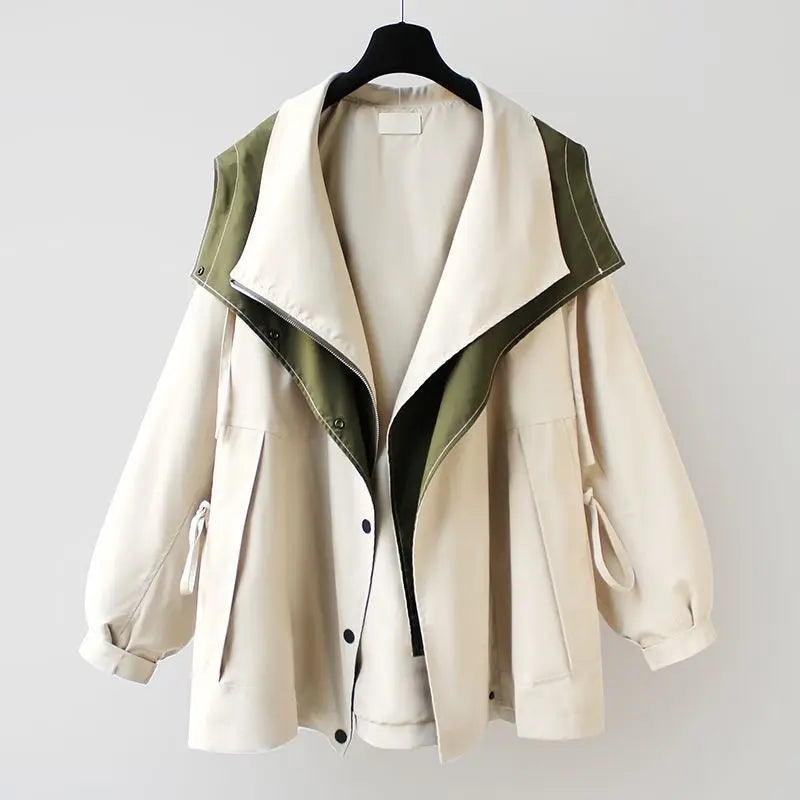 Women's Two-Tone Winter Coat | Wide Collar