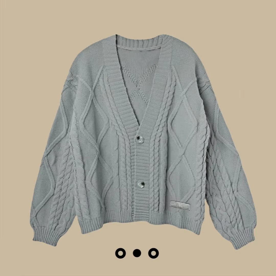 Autumn Red Maple Leaf Embroidered Knit Cardigan for Women