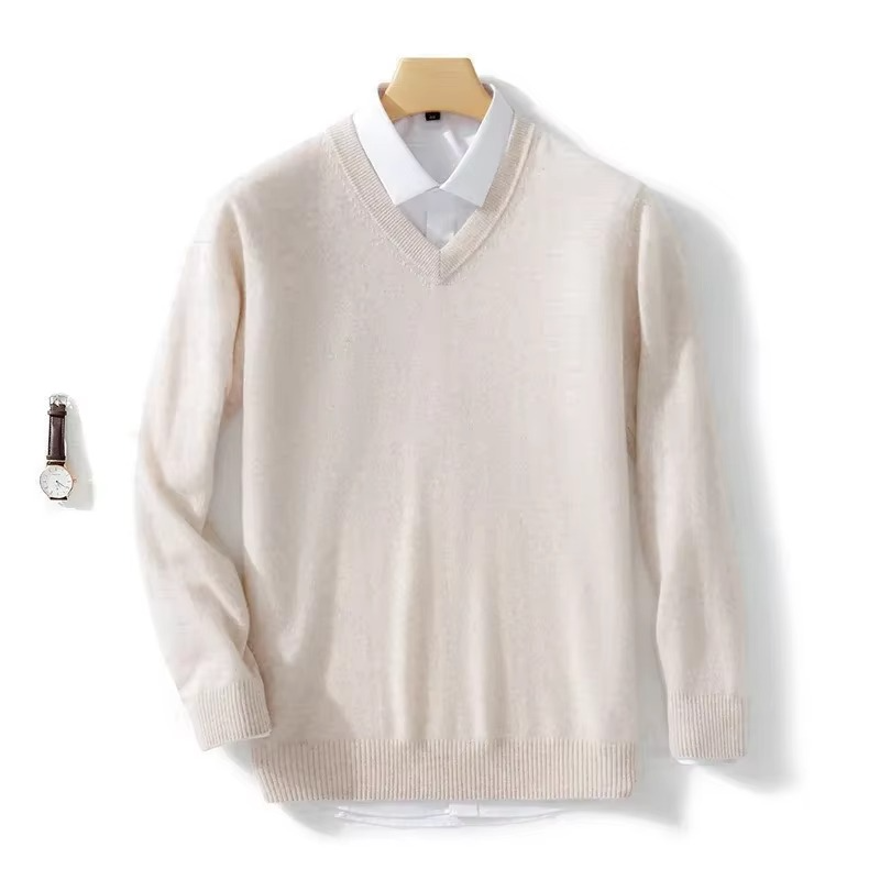 Men's Wool Blend V Neck Sweater Warm Knit Pullover For Winter Casual Fit Up To 5XL TrendAura
