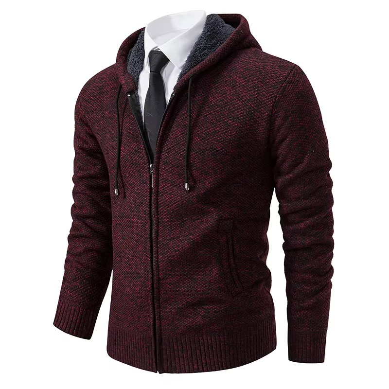 Men's Fleece Lined Stand Collar Zip Cardigan Warm Casual Jacket For Fall And Winter