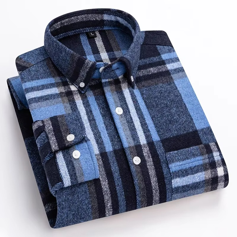 TrendAura Men's Plus Size Plaid Long Sleeve Shirt 7XL 100 Percent Cotton with Single Chest Pocket