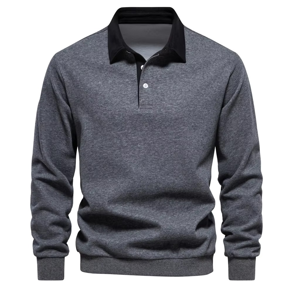 Autumn Polo Neck Cotton Sweatshirt For Men Versatile Casual And Social Wear Soft Comfort For Work And Weekend