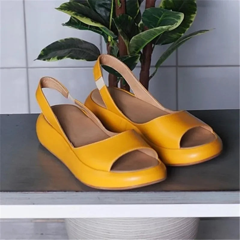 Platform Open Toe Sandals With Elastic Heel Strap For Women Lightweight Comfort For All Day Walking