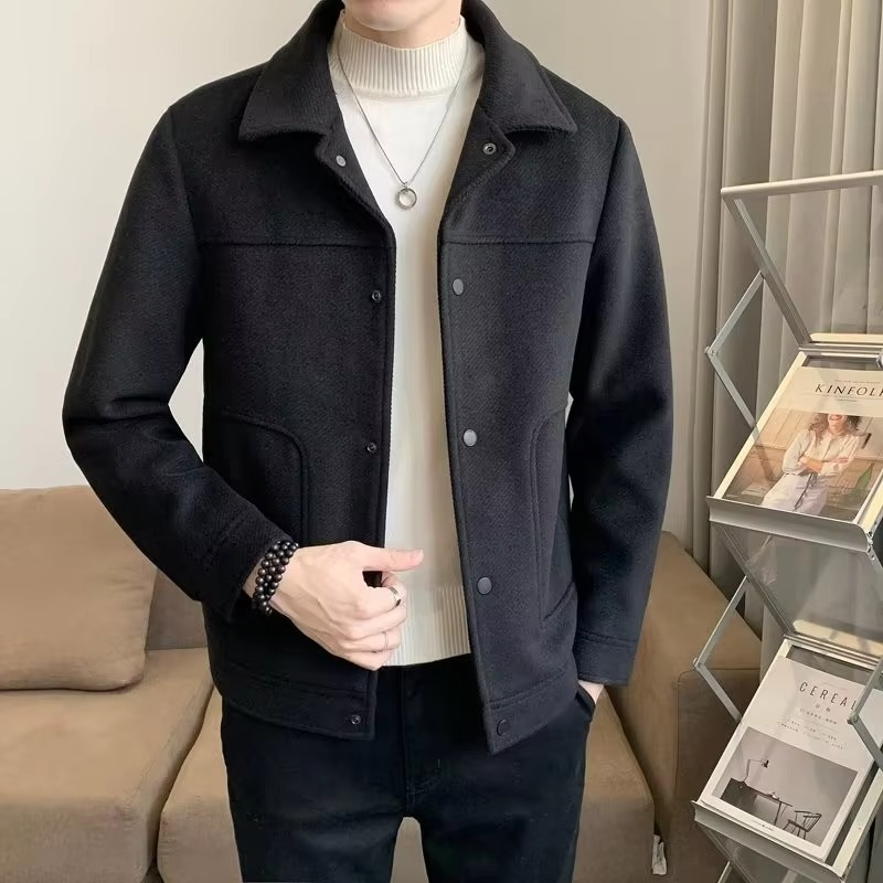 Men's Four Seasons Korean Style Slim Fit Wool Blend Short Jacket Outerwear For All Seasons
