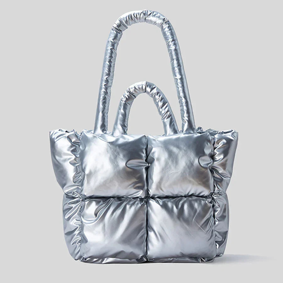 TrendAura Avigail Quilted Puffer Tote - Chic Compact Mini Bag With Plush Puffer Texture
