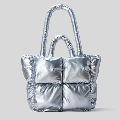 TrendAura Avigail Quilted Puffer Tote - Chic Compact Mini Bag With Plush Puffer Texture