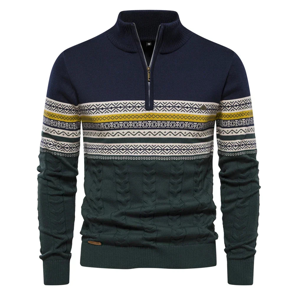 Neon Men's Pullover Sweater With Bold Ethnic Pattern Soft Warm Fabric Casual Streetwear For Modern Men