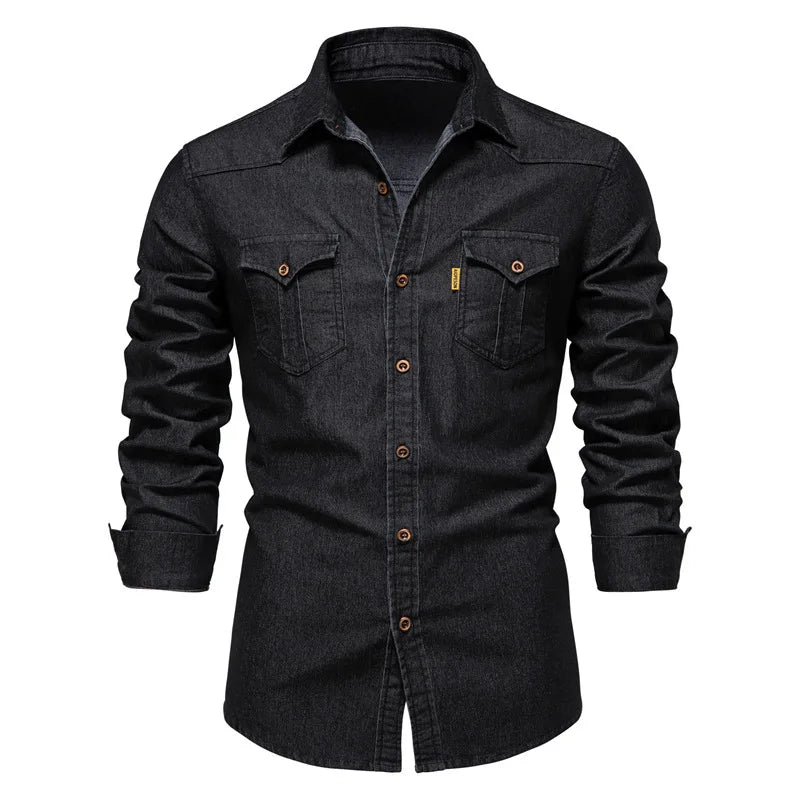 Henry Men's Denim Button Up Shirt By TrendAura Classic Casual Denim Shirt For Men With Versatile Everyday Style