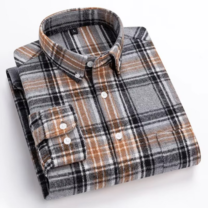 TrendAura Men's Plus Size Plaid Long Sleeve Shirt 7XL 100 Percent Cotton with Single Chest Pocket