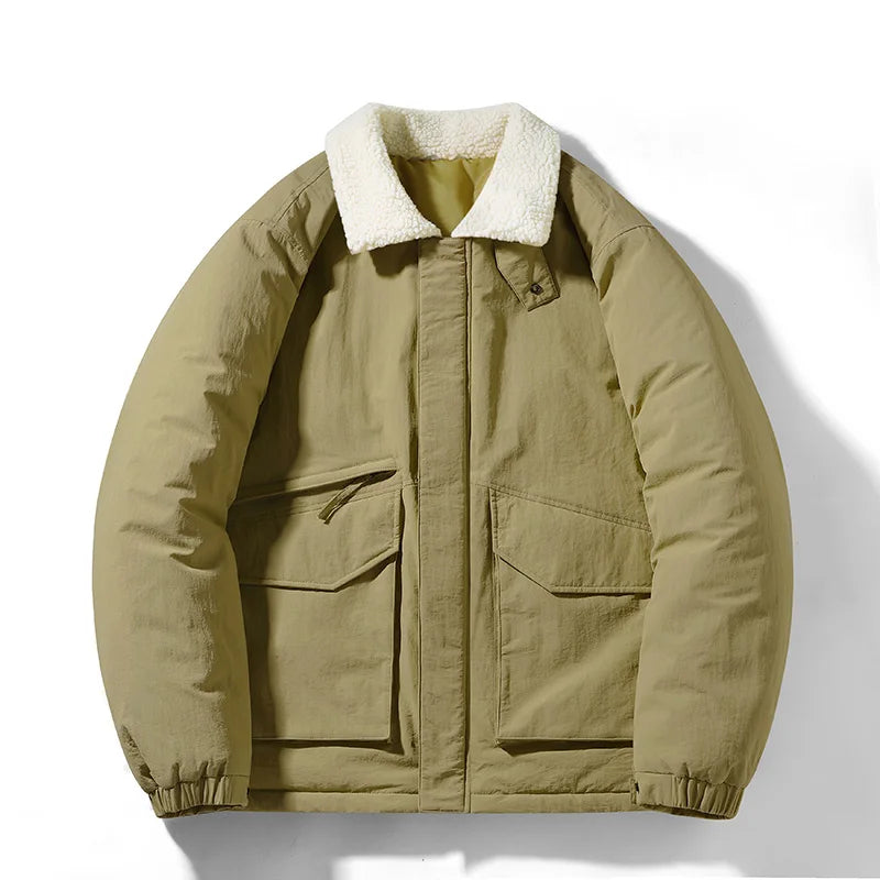 Summit Puffer Jacket With Oversized Boxy Fit And White Sherpa Collar For Fashion Forward Streetwear Fans