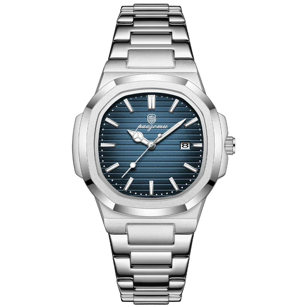 TrendAura Foundation Stainless Steel Watch With Quartz Movement Water Resistant Luminous Hands Date Display For Men