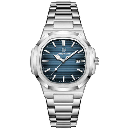 TrendAura Foundation Stainless Steel Watch With Quartz Movement Water Resistant Luminous Hands Date Display For Men