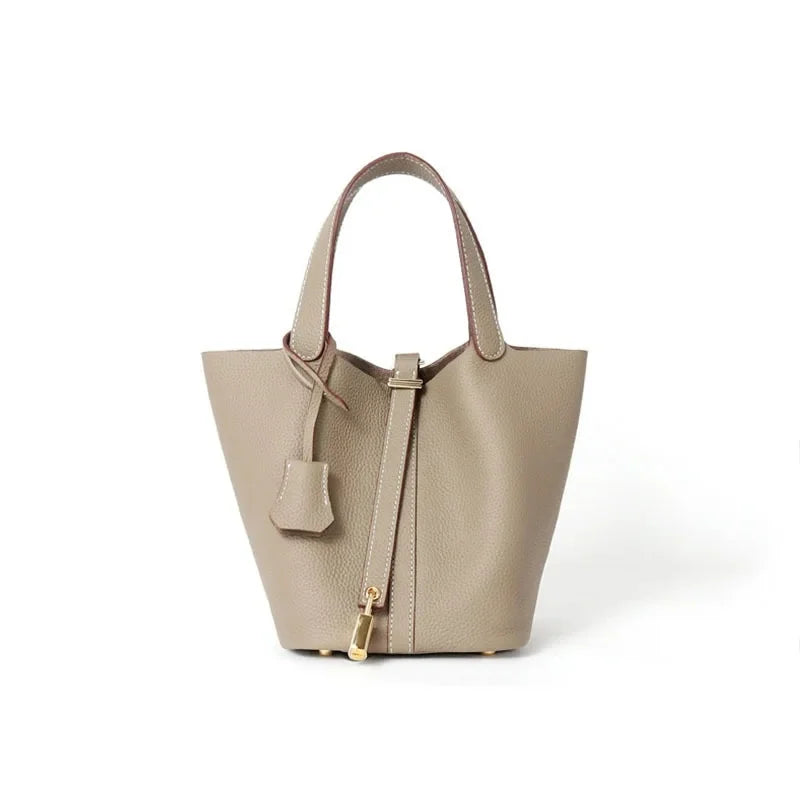 TrendAura Ann Leather Tote Bag - Timeless Structured Tote With Refined Grain Finish And Secure Strap Closure